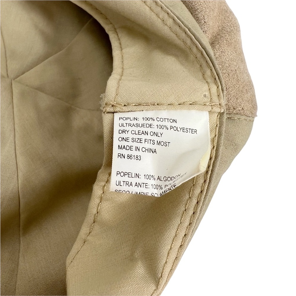 VTG 6 Panel Baker Boy / Newsboy Cap | Khaki Cotton & Faux Suede | Unisex Hat - Picture 5 of 6